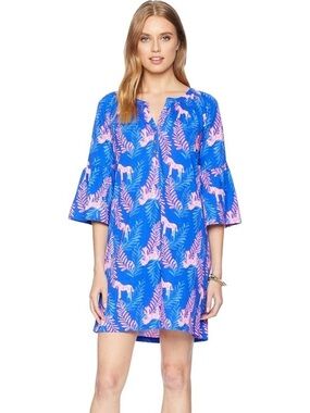 Lilly Pulitzer Teigan Dress Mini in Dazzle Zebra Blue Pink Small